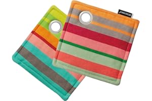 REMEMBER Topflappen Nr. 3 - 2er Set - 100% Baumwolle - Gestreife Topflappen