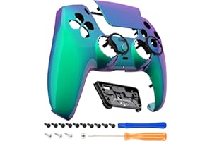 eXtremeRate Luna Rediseñado Carcasa Frontal con Panel Táctil Compatible con ps5 BDM-010 BDM-020 BDM-030 BDM-040 Control Placa Frontal Funda Portectora Compatible con ps5 Mando(Violeta a Verde)