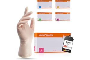 VIAWANT Latexhandschuhe 100 Stück | S | Puderfreie Latex Handschuhe Weiß | Glatt, reißfest & elastisch | Untersuchungshandschuhe Einweg für Pflege & Kosmetik | Gr. XS, S, M, L, XL