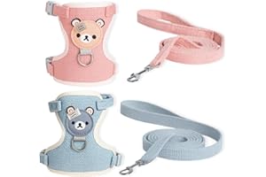 DVBCNME Pack of 2, 2er Set Hasenleine, Kaninchen Leine für Zwergkaninchen, Leichtes Geschirr für Kleintiere, Blau und Rosa (S), Ideal für Spaziergänge und Reisen