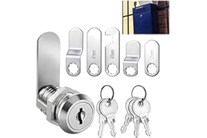 SOPWMAP Cerradura de Buzón con 4 Llaves y 5 Placas de Bloqueo Diferentes, Cerradura de Levas 16mm, Diámetro de 18 mm, Cerradura de Puerta de Armario, para Buzones de Correo y Puertas de Armario