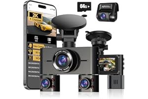 HUPEJOS 2K 4 Channel Dash Cam Front and Rear Inside, 360° View Car Camera 2K FHD, Dash Camera for Cars Built-in Wi-Fi, Dashcam with 64GB Card, Voice Control, WDR Night Vision, 24H Parking Mode V7