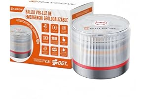 RAYPOW Baliza V16 Homologada DGT con Geolocalización IoT Luz Emergencia Coche Visible 1 km 360° Datos Incluidos hasta 2038 Sustituto Oficial Triángulos IP54 Resistente Agua y Polvo (RP-V16)