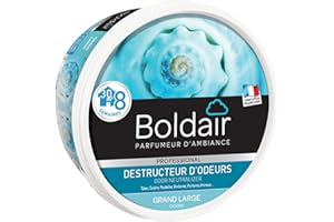 BOLDAIR - Gel destructeur d'odeur Grand Large - Neutralise les odeurs - parfume - Produit gel solide - Multi application - durée 8 semaines - 300g - Fabrication française