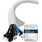 shinfly 13mm-3m Cable Organizer, Cable Sleeve Auto, Gathering Cables Table Desk, Close Hide Cable Covers for TV PC, White