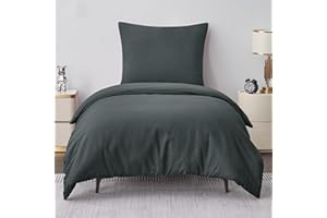 Aisbo 2-częściowy komplet pościeli – poszwa na kołdrę 135 x 200 cm, z mikrofibry, z zamkiem błyskawicznym, miękka i nie wymaga prasowania, kolor szary