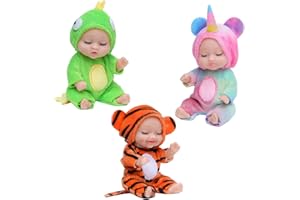YAAVAAW 3 Stück Mini Newborn Babypuppen Reborn Puppen für Mädchen,4 Zoll Newborn Baby Puppe,Realistische Babypuppe,Kleine Püppchen Mini Puppen für Kinder Kleinkinder ab 2 3 4+ Weihnachten Geburtstag Geschenk