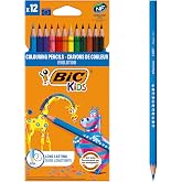 BIC Kids Evolution Kuru Boya Kalemi, 12'li Kutu, Kıymık Oluşturmaz, &Ccedil;iğnemeye Karşı Dayanıklı, Kolay A&ccedil;ılır