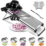 MASTERTOP Mandolina Affettatrice Professionale, Mandolina Giapponese per Verdure, Mandolina Vegetale Regolabile con Lame Affi