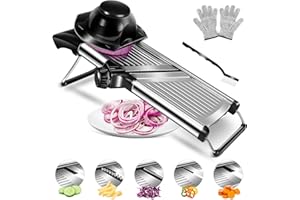 MASTERTOP Mandoline de Cuisine Professionelle en Acier Inoxydable, Mandoline Réglable avec Lame Tranchante Intégrée, Coupe-Légume Multifonctionnel, Trancheuse Manuelle de Cuisine pour Fruits Aliments