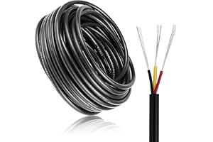 ZoZoMaiy 10 meter jordkabel strömkabel mantelkabel, 22 AWG flexibel elkabel 3-ledarkabel 300 V svart kabel, diameter 3,8 mm