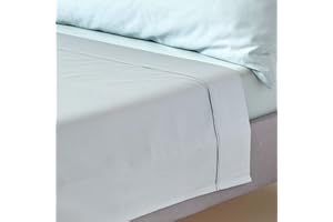 HOMESCAPES Bio-Bettlaken hellblau 230x255 cm, Satin-Betttuch ohne Gummizug, Haustuch aus 100% Bio-Baumwolle