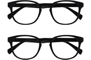 OPULIZE Pop 2 Pacco Retrò Giro Liscio Nero Opaco Uomo Donna Occhiali Da Lettura Cerniere Molla RR2-1 +1,00