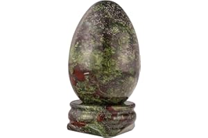 KYEYGWO Poliert Drachenblutstein Kristall Ei mit Stein Ständer, Oval Kugel Edelstein für Reiki Heilende und Dekoration