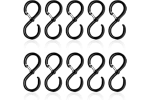 SHARELOVE 10pcs Large S Hooks for Hanging Heavy Duty, Window Light Hooks with Safety Buckle Pragmatic S Shaped Hanging Hook Suitable Diameter up to 3.2cm for Kitchen Bathroom Bedroom Utensils Clothes