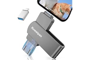 Ruweipan Pendrive para Phone,[Sin App] Memoria Externa 512GB Mini Photo Stick USB 3.0 Transmisión de Alta Velocidad 4 en 1 Pen Drive para Type C-Phone iOS/OTG Smartphone/PC/Laptop,512GB Negro