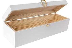 Creative Deco Białe Pudełko na Wino | 1 Butelka | 36 x 11 x 9.8 cm | z Pokrywą i Zamkiem | Idealne do Przechowywania Wina, na Prezent | do Dekoracji, Decoupage, Personalizacji