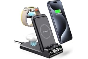 SwanScout Cargador Inalámbrico para iPhone 15/14/13/12/11/Pro/Pro MAX/Plus/SE/XR/X, 4 en 1 Plegable Estación de Carga para Ap