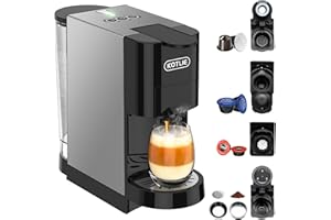 KOTLIE AC-513HF Machine à café multifonctionnelle 5-en-1 pour NES/D G/Café en poudre/ESE Pads (44 mm)/pour a modo mio, convient aux bonnets hauts (Noir)