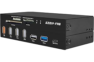 EZDIY-FAB Panel przedni Wewnętrzny czytnik kart z portem USB 3.1 Gen2 Type-C, USB 3.0, obsługa kart SD MS XD CF TF - kompatybilny z obudową komputera z przodu zatoki 5,25 cala