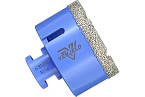Broca Diamante para Azulejos 68mm - Corona Diamante con M14 para Taladrar en seco en Porcelana dura Cerámica Baldosas Granito Mármol Piedra VENJELD