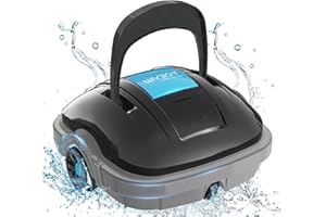 WYBOT Robot Limpiados Piscina, Aspirador de Piscina Funciona 100 Minutos, Estacionamiento Automático, Fuerte Potencia de Succión, Limpiafondos Piscina Inalámbrico hasta 80 m²