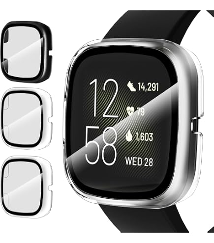 OGoDeal Cover Protettiva Completa Per Fitbit Versa 2 – Morbida TPU Trasparente, Antigraffio, Protezione Schermo (Nero) - copertina