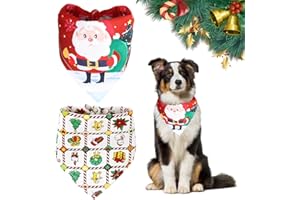 WUSJCOF 2 Pièces Bandana de Noël pour Chiens Écharpe Triangle Accessoire pour Costume de Noël Animaux Domestiques Petits et Moyens Chiots Chats (Rouge Vert)