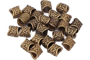 ‎SONEW Biżuteria Dredy, Metalowe Cewki do Włosów Pierścionki, Rurka do Włosów Koraliki Wisiorek Ozdoba do Włosów Pleciony Naszyjnik Bransoletka Brąz