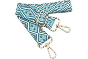 KERIOCUSI Tracolla Regolabile Colorata per Borse Donna Beige Blu-Verde, 80-130cm Cinghia della Borsa con Gold Moschettone, Durevole per Crossbody Borsa, Chitarra, Borse Moderne Accessori, 3.8cm, 1208