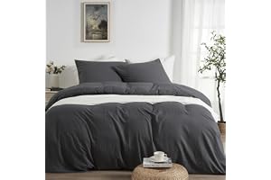Duvetnova grått påslakanset 200x220, supermjuk förtvättad mikrofiber, bomullsliknande, ÖKO-TEX, 3 delar, 1 påslakan + 2 örngo