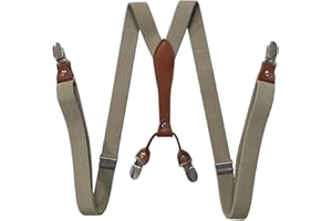 XUELUMEI Hosenträger Suspender Hosenträger Für Damen, 4 Clips, Y-Rücken, 2,5 cm Breit, Verstellbar, Elastisch, Jeans-Hosenträger, Damen-Hosenträger Für Hochzeitsfeier, Veranstaltung, Khaki