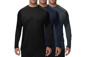 BOOJO 3er Pack Langarmshirt Herren UPF50+UV Schnelltrocknend Longsleeve Atmungsaktiv Sport Funktionsshirt Gym Langarm Laufshirt für Männer