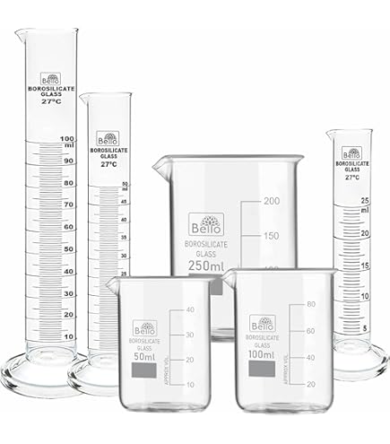 50ml Beaker, 50ml Flask, and 10ml Cylinder Set, 3.3 Boro. - Karter 50ml Beaker, 50ml Flask, and 10ml Cylinder Set, 3.3 Boro. - Karter