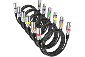 NUOSIYA Kabel XLR 2 m, 6 sztuk, mikrofon XLR, symetryczny kabel przedłużający audio, 3-biegunowy adapter XLR, wtyczka na gniazdo, kabel do nagrywarki studyjnej, mikrofonu, miksera, systemu głośników