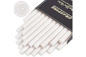 CRASPIRE 20 pieza de Varillas de Cera para Sellado de Pistola de Pegamento de 11 mm para Sellos de Cera Vintage Y Tarjetas de Invitación con Letras, Botella de Vino, Paquete de Regalo (Blanco Perla)