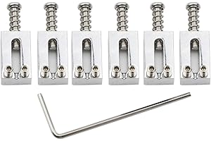 Unxuey Paquete de 6 sillines de puente de trémolo para guitarra Fender Strat Stratocaster Tele Telecaster accesorios de repuesto para guitarra eléctrica (cromado)