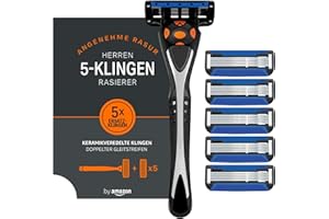 ‎BY AMAZON by Amazon Herrenrasierer mit 5 fach Klinge, Mehrfarbig, Rasiermesser & 6 Klingen