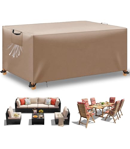 HOLEILUCK Copertura Per Mobili Da Giardino 135x55x65cm - Tessuto Oxford 420D Impermeabile E Anti-UV - Con Coulisse E Fibbie - Nero/Antracite