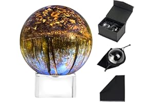 SCHLEUDER Sfera di Cristallo Palle di Vetro per Foto, K9 Sfera di Vetro per Accessori Fotografia, Divination o Decorazioni, Casa e Ufficio, con Supporto, Custodia Velluto, Panno Microfibra e Scatola (60mm)