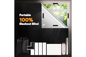AQhui Blackout Blinds Stick On, 200x148cm Temporary Black Out Curtains, Portable Window Treatments Velcro Cut to Size, No Drill Blackout Material Thermal for Travel Bedroom Skylight Nursery Loft