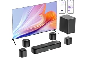 ULTIMEA Barre de Son 7.1ch avec Dolby Atmos pour Home Cinema, Système Surround pour TV avec 4 Haut-parleurs Surround, Barre de Son TV avec Subwoofer, APP, HDMI eARC, Aura A60