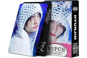 MUSOLAREE 92PCS Stray Kids Photocards Stray Kids Membre Cards Nouvel Album 60 SK Cartes 32 Autocollants Cadeau Set Mini Poster pour Fans Cadeau (Hyunjin)