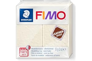 STAEDTLER 8010-029 Fimo Leather-Effect ofenhärtende Modelliermasse (für kreative Objekte im Leder-Look, lederähnliche Optik und Haptik) Farbe elfenbein