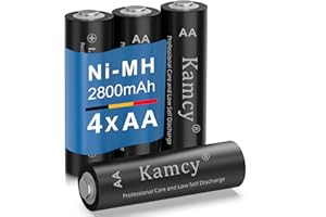 KAMCY Piles Rechargeables AA - Lot de 4 Piles | Batteries AA LR6 Rechargeables 1,2V NiMH 2800 mAh - Pré-Chargées Haute capacité