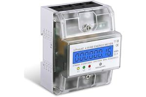 CARSEATTY Stromzähler 3 Phasen 4 Draht Drehstromzähler Hutschiene 230/400V 5-100A LCD Stromzähler Digital für DIN Hutschiene Zwischenzähler Strom für Leistungsmesssystemen