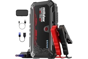 Hilldow Starthilfe Powerbank 2500A Spitze 20800mAh Starterbatterie 12V Auto Batterie Booster mit LED Taschenlampe und Dual USB Ladegerät, Auto Starthilfe für bis 8,0 L Benzin oder 5,0 L Diesel