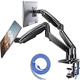 HUANUO HNDS7 Dual Monitor Stand for 13 to 40 inches, Dual Monitor Arm with USB, Adjustable Height, VESA with Clamp Base C/Gro