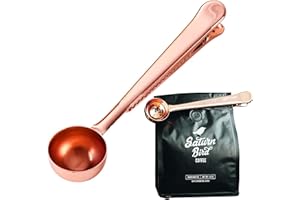 MINGZE Cuillère Doseuse à Café Avec Clip Acier Inoxydable, CuillèRe à Café 2 En 1 Long Manche, CuillèRe à Mesurer Pour En Grains Thé Poudre De ProtéIne, Cuillere Doseuse (Or rose)