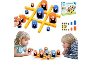 CHANCCI Tic Tac Toe Spiel Set,Big Eat Small Game Pädagogisches Brettspiel Spielzeug,2-Spieler Big Eat Kleines Spiel Indoor,Blau und Orange Gobblet Gobblers Brettspiel Familienspiele für Erwachsene Kinder